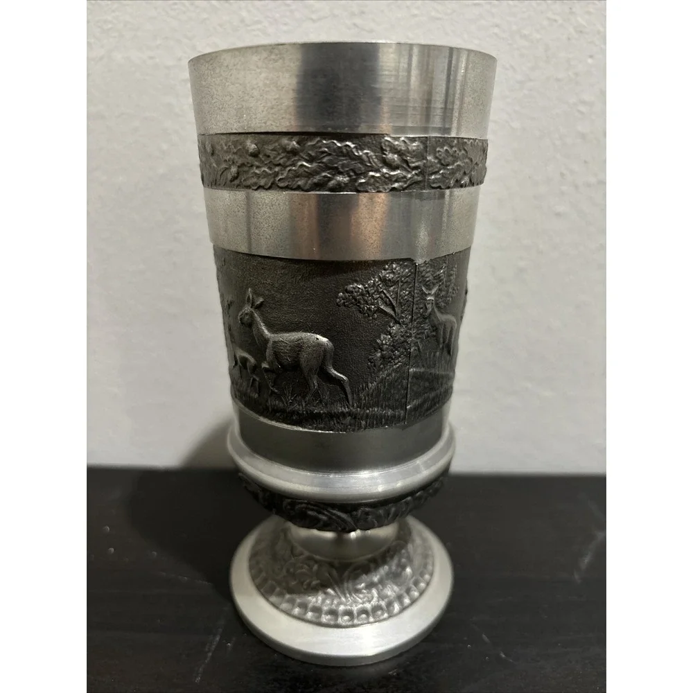Vintage Mullingar Ireland Pewter Goblet with Deers - Picture 1 of 16